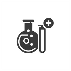 Pharmaceutical industry glyph black icon. Manufacturing medicines, vaccines. Sign for web page, mobile app, button, logo. Vector isolated sign