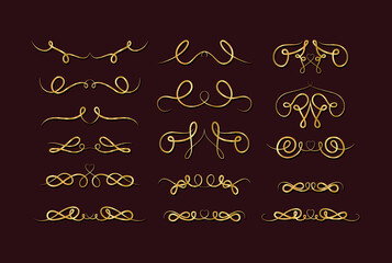 Gold decorative ornaments elements set design of best quality product theme Vector illustration