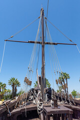 Caravels and ship with which Christopher Columbus ventured to discover the new world. At the dock...