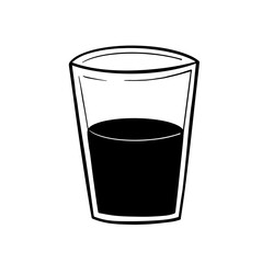 Glass half empty or glass half full conceptual drawing. Hand drawn isolated. Vector illustration on white background. For cards, posters, decor, t shirt design, logo.
