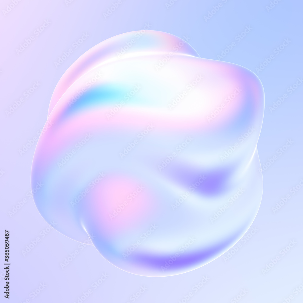 Poster liquid metal holographic shape in motion. fluid design element for posters banners and flyers. 3d re