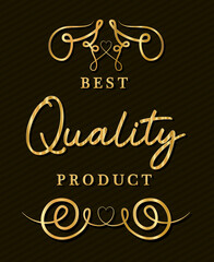 Best quality product with ornament design of Gold decorative element theme Vector illustration