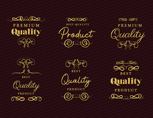 Best quality product with gold ornament set design of decorative element theme Vector illustration