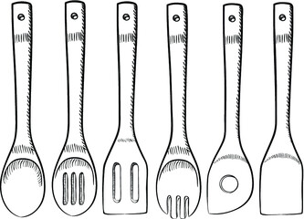 Set of wooden spoons for commercial and home kitchens