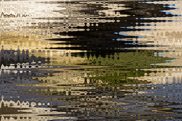 Abstract zigzag pattern with waves on nature theme. Artistic image processing created by photo of sea landscape with rocky. Beautiful multicolor pattern in blue, gray, black tones. Background image