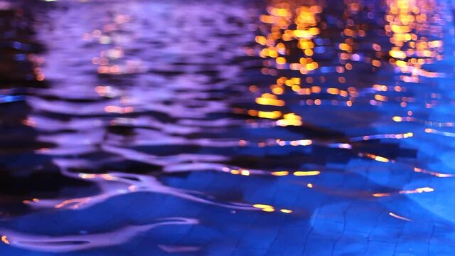 Water in Fountain Basin with night light reflection