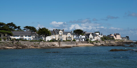 Wild coast and seaside houses in Brittany