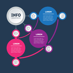 Business presentation concept with 3 options. Infographic of technology or education process with three steps. Template of diagram. Annual report.