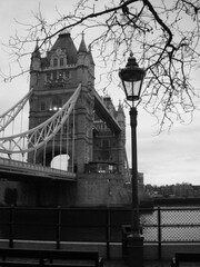 Black and white tower bridge