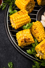 Grilled corn. Summer vegan food