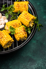Grilled corn. Summer vegan food
