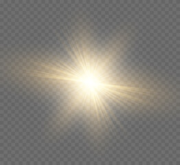 Bright star vector illustration. Beautiful rays on a transparent background