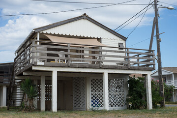 Obraz premium view of wooden hut on the beach in Gruissan in France