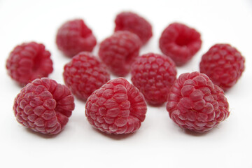 Raspberry isolated. Raspberry on white. Raspberry isolated on a white background. Red raspberry on a white background. Raspberries. 