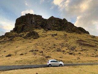 Fototapeta premium car on the road in iceland