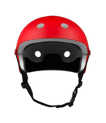 Fototapeta premium Red bicycle helmet on white background