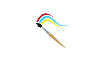 Brush Paint with Colors Logo design illustration on white background