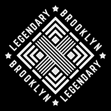 Vector retro illustration on the theme of Brooklyn. Legendary. Modern. Stylized vintage grunge white typography, t-shirt graphics, poster, print.