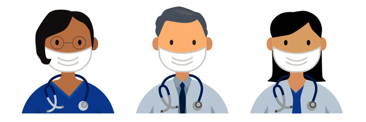 doctor illustration, nurse illustration, doctor icon set.