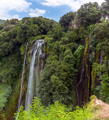 A view of the upper stage of the Roman waterfalls at Marmore, Umbria, Italy in summer