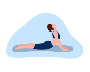 Obraz na płótnie Canvas Woman in yoga position. The idea of an active and healthy lifestyle, the concept of time management. Workout for a flexible body. Vector flat illustration. Design for website design, guide, flyers
