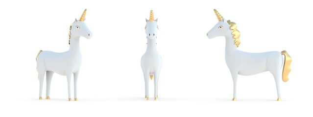licornes vues de différentes façons sur fond uni © Fox_Dsign