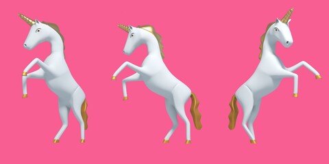 licornes vues de différentes façons sur fond uni © Fox_Dsign