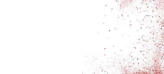 Splashes of red paint on a white background.