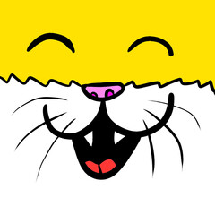 Cartoon Stylized Happy Yellow Cat Background