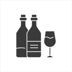 Alcohol addiction black glyph icon. Bad habit. Health danger. Social problem concept. Sign for web page, mobile app, banner, social media