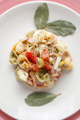 Pasta salad with olives and tuna
