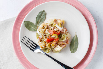 Pasta salad with olives and tuna