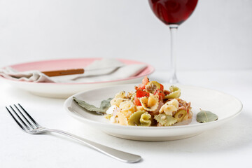 Pasta salad with olives and tuna
