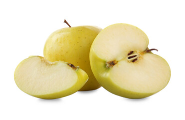 Fresh juicy yellow apples isolated on white