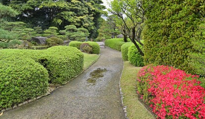 Fototapeta na wymiar Ohori Park Japanese Garden in Fukuoka city, Japan