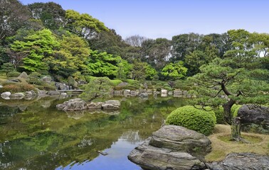 Fototapeta na wymiar Ohori Park Japanese Garden Fukuoka city, Japan