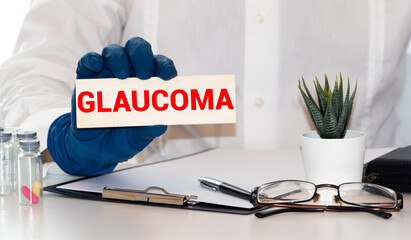 Glaucoma - Doctor with chalkboard on white background