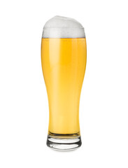 Glass with tasty beer isolated on white