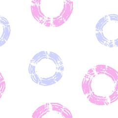 Seamless trendy abstract Memphis circles pattern. Pastel blue and pink colors, textures, simple design. Vector illustration. Applicable for backgrounds, wrapping paper, textile concepts.