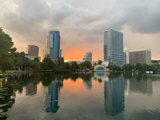 Fototapeta premium singapore skyline at sunset