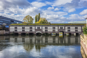View of Barrage Vauban (Vauban Dam). The Barrage Vauban - bridge, weir and defensive work erected...