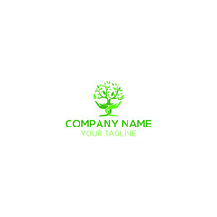 abstract tree and hand logo