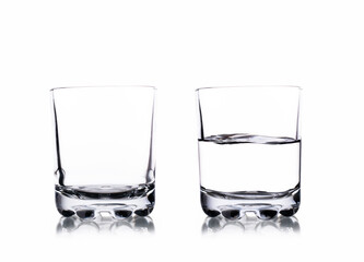 empty and full glass isolated on white