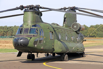 Fototapeta na wymiar Military double rotor CH-47 Chinook helicopter 