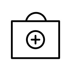 Medicine bag icon. Emergency suitcase sign. First aid kit icon.