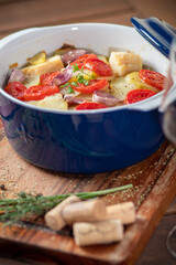 Codfish with tomatos and potatoes