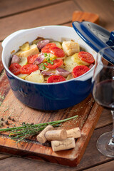 Codfish with tomatos and potatoes