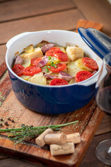 Codfish with tomatos and potatoes
