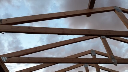 Tiny House Building Wood Roof Framing. 