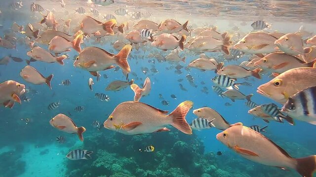 Banc de poissons &agrave; Rangiroa, Polyn&eacute;sie fran&ccedil;aise
